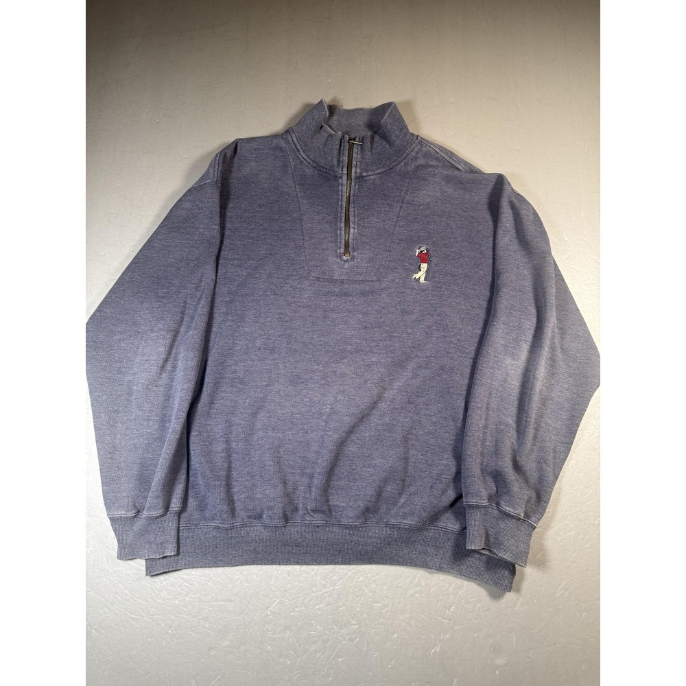 Big Dogs Sweater Mens 1X Blue Quarter Zip Golf Embroidered Pullover Top